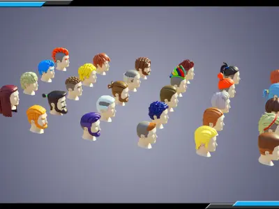 30 Stylized Male Haircuts  Low-poly 3D model