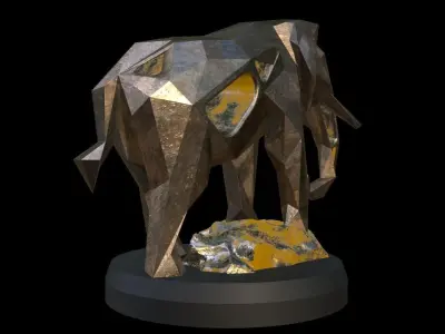 Steampunk Elephant Rock Low-poly 3D model