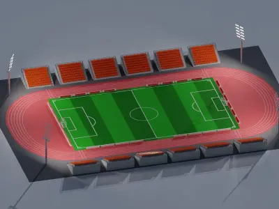 Football soccer stadium seat Low-poly 3D model