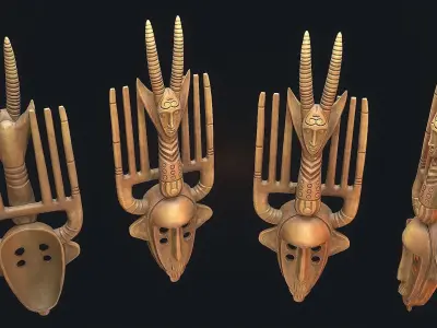 African mask 10 Low-poly 3D model