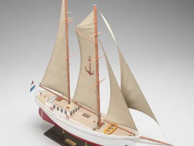 Silver spray schooner boat 3D model