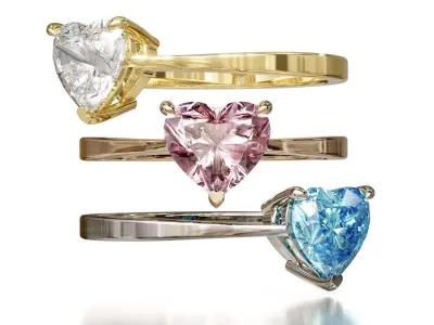 Heart Gemstone Ring 3D print model 3D print model