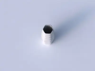 Vase squeezed hexagon with horizontal dents and twisted diago... 3D print model