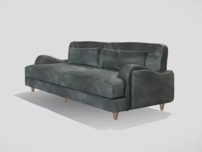 Classic style sofa fully upholstered in a petrolium grey  3D model