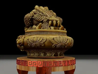 chinese gold ingot treasure  pot bowel  3D model
