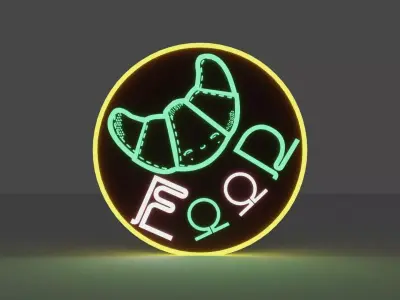 Cyberpunk food sign Free low-poly 3D model