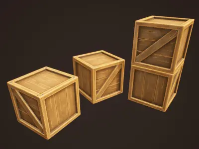 Western Wooden Boxes Low-poly 3D model