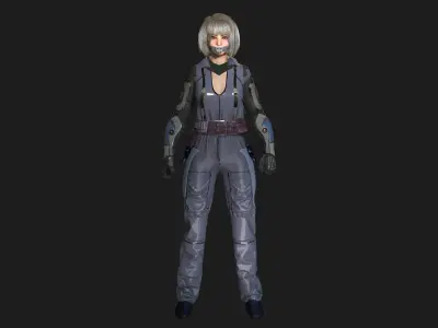 3D Cyborg Futuristic Girl 03 -Realistic Human Character Rigged Low-poly 3D model