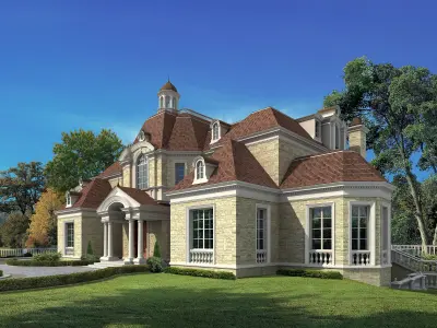 3D model of 2022 luxury fashion villa exterior 74 3D model
