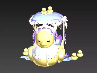 Yellow duck boat Low-poly 3D model