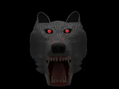 Sinister Wolf Head prop Low-poly 3D model