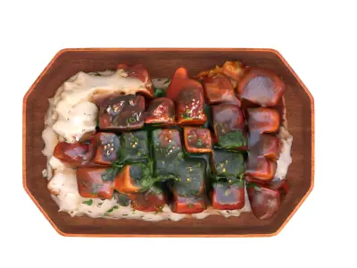 Teriyaki Beef Donburi Rice Bowl Low-poly Low-poly 3D model