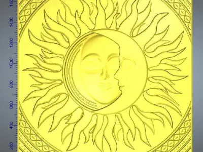 BED HEADBOARD SUN N MOON 3D print model