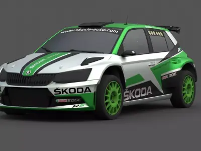 2018 Skoda Fabia R5 3D Model Rally Car Ready for Games Renders Low-poly 3D model