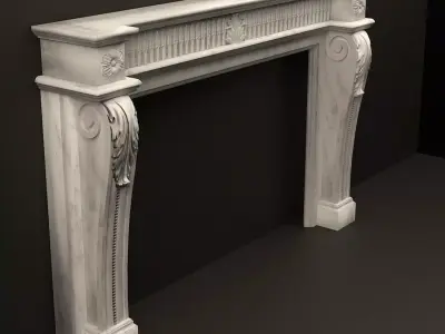 Classic Marble Fireplace - High Quality 3D Model 3D model
