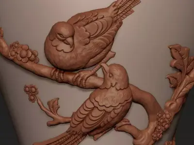 Vase-2Birds 3D print model vase with birds 3D print model