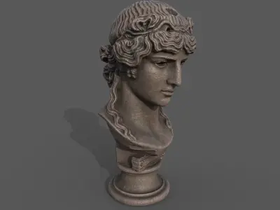 bust of Greek male - Antinous Mondragone Scan  Low-poly 3D model