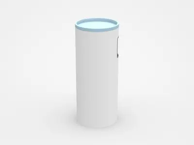 White Round Trash Bin With Light Blue Top 3D model