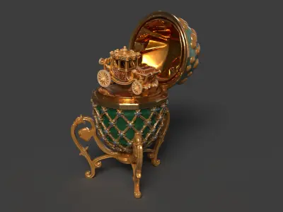 Faberge egg with carriage  Low-poly 3D model