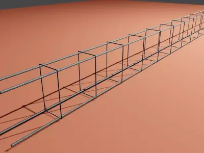 Square Iron Frame - Construction - Armacao de Ferro Low-poly 3D model