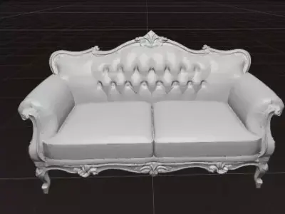 Royal Velvet Blue Sofa Classic French Style Low-poly 3D model