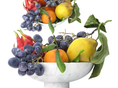 bowl of tropical fruits 03 3D model