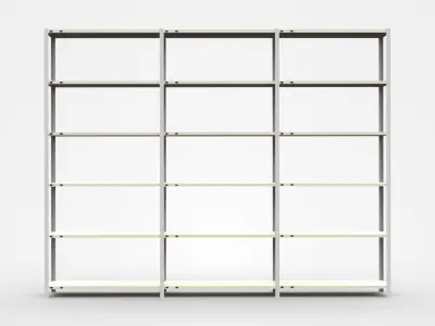 Semi-level White Industrial Shelf 3D model