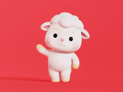 Sheep Cartoon Character Rigged Animated  Chibi Kawaii Low-poly 3D model
