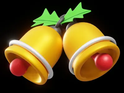 3D Christmas Bells Illustration Free low-poly 3D model