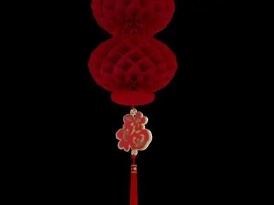 Chinese red tissue  honeycomb Lantern 3D model