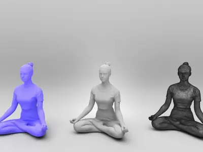 Woman sitting in yoga pose 362 Low-poly 3D model