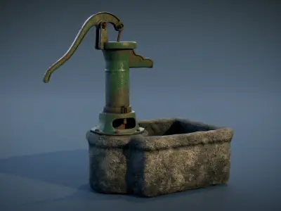 Stone Water Pump Trough Low-poly 3D model