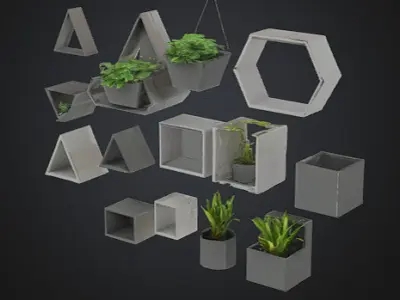 Modern Geometric Wall Planter Set  Free 3D print model