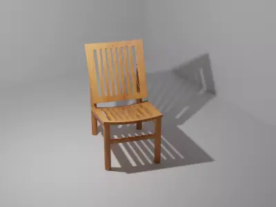 wooden chair Low-poly 3D model