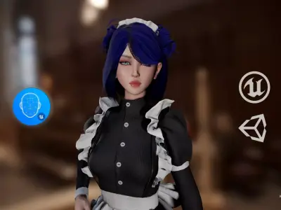 Maid Character Low-poly 3D model