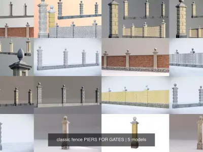 classic fence PIERS FOR GATES 3D Model Collection