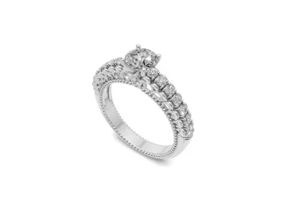 Solitaire Diamond Vintage Style Engagement Ring 3D print model