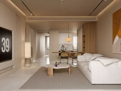 Modern living room dining room interior scenes 432 3D model
