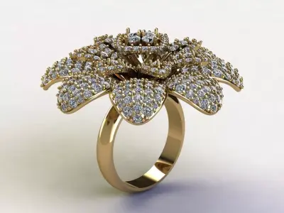 new flower ring design concept with diamond or gem R52 3D model
