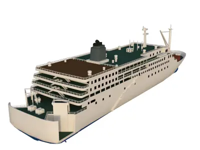 ferry cruise ship Low-poly 3D model