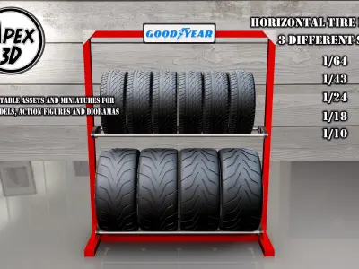Horizontal tire Rack 3d printable in various scales 3D print model