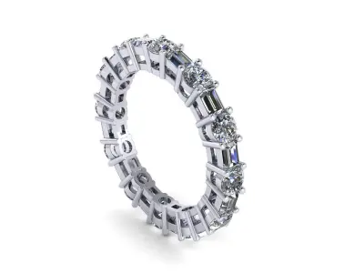 Three Stone Wedding Bend Ring  3D print model