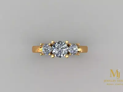 Three Stone Ring Set 3D Model 3D print model