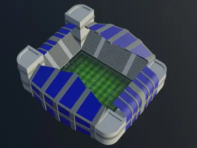 Football Stadium - Blue Low-poly 3D model