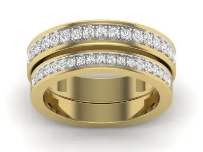 Solitaire Couple Band Ring 3dm stl render detail 3D print model