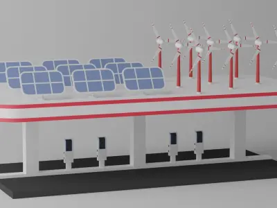 Green Energy EV Charging Station 3D model
