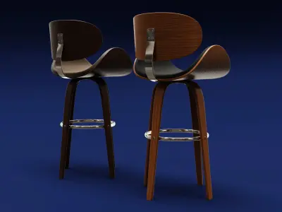 Modern Wood Stool 3D model