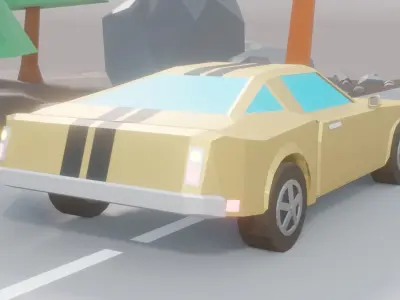 Racing and Classic Not Rigged Muscle Car  Low-poly 3D model