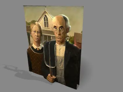AMERICAN GOTHIC - GRANT WOOD BAS-RELIEF 3D print model