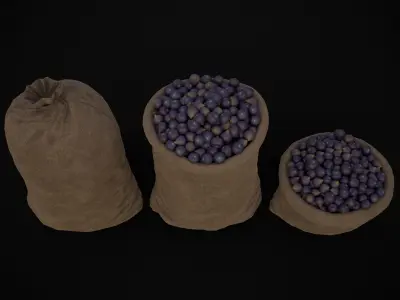 Burlap Sacks of Figs Low-poly 3D model